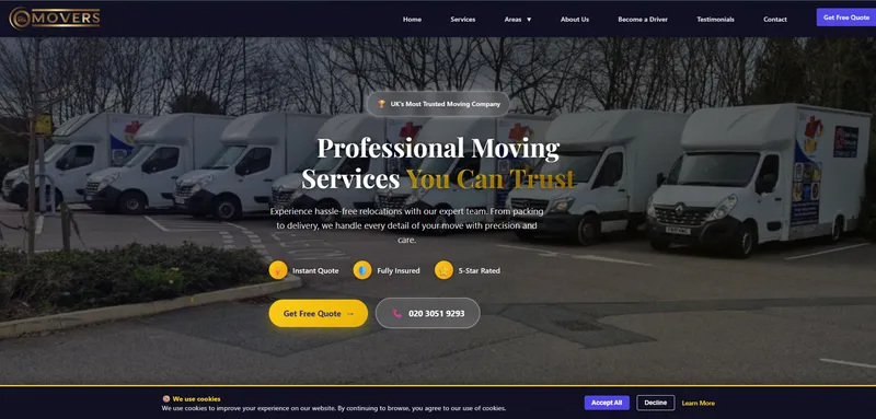 GoMovers - UK Removal and Relocation Services website